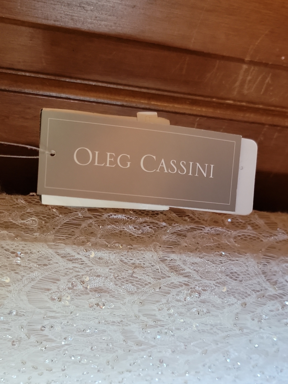 Oleg Cassini Ivory Beaded  Lace Wedding Gown - Picture 3 of 6